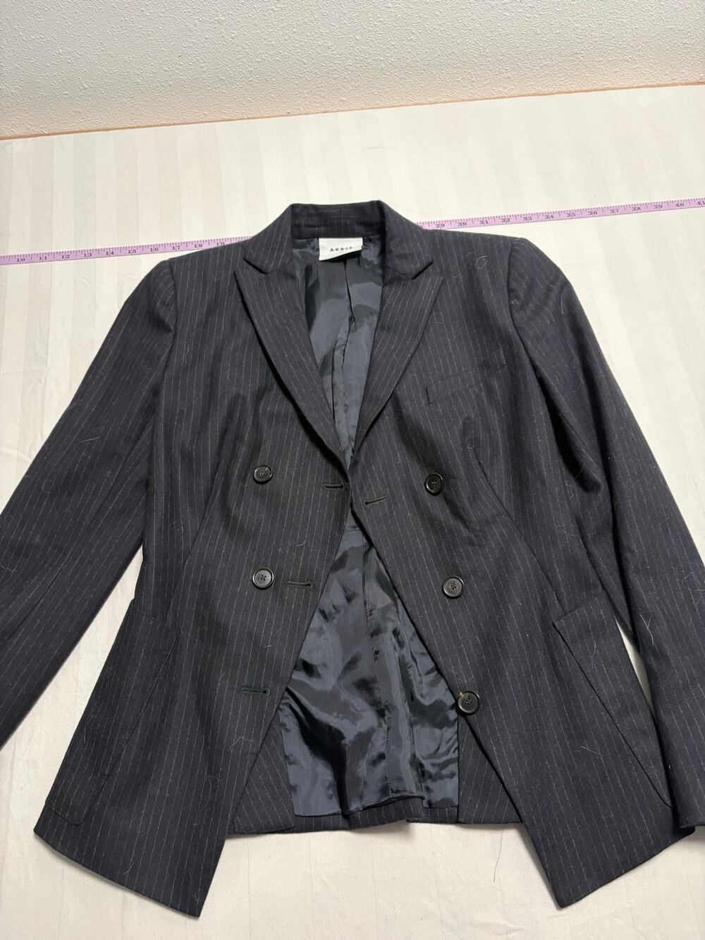 Akris Punto Wool Pinstripe Double-Breasted Blazer S